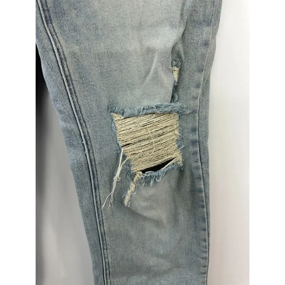 Judy Blue Adrian High Rise Straight Leg Jeans Distressed Slit Hem Size 11 30 - Picture 7 of 16